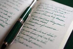 A fountain pen and a notebook photo