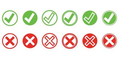 collection of tick and cross icons vector