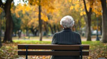 Autumn Reflection Senior Sits in Park photo