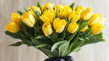 Stunning Yellow Tulip Bouquet A Springtime Delight photo