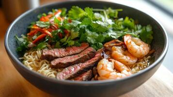 Savory Beef and Shrimp Noodle Bowl - A Culinary Delight photo