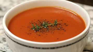 Hearty Tomato Soup in a White Bowl, Perfect for a Cozy Meal photo