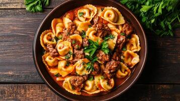 Hearty Italian Beef Ravioli in Rich Tomato Sauce photo