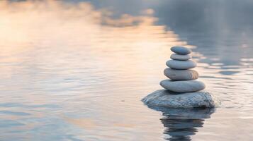 Serene Stones Stacked in Water, A Moment of Zen photo