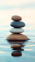 Serene Stacked Stones on Water A Moment of Tranquility photo