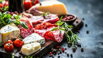 Gourmet Charcuterie Board with Assorted Cheeses and Meats photo