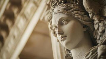 Ancient Stone Sculpture of a Woman - Detailed Architectural Ornament photo