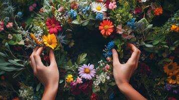A Vibrant Floral Crown Nature's Artistic Expression photo