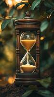 Vintage Hourglass in Nature - Capturing Time's Flow photo