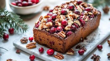 Festive Cranberry Pecan Loaf Cake photo