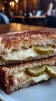 Melted Cheese Grilled Sandwich with Pickles - Perfect Lunch photo