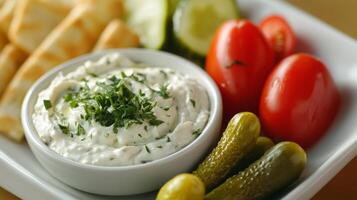 Exquisite Dip with Fresh Vegetables photo