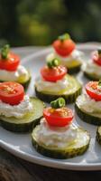 A Symphony of Freshness Delightful Appetizers with Tomato and Cream, Perfect for Healthy Snacking and Gourmet Parties photo