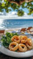 A Seafood Delight on a Tropical Beach Vacation with Breathtaking Coastal Views and Relaxing Summer Vibes photo