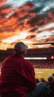 Captivating Stadium View Fan's Perspective at Sunset - Witnessing the Thrill of the Game, Energy, and Passion in the Crowd, Celebrating Team Spirit photo