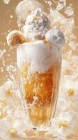 Iced Cream Soda Float with Jasmine Flowers photo