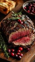 Succulent Roast Beef with Cranberries and Rosemary photo