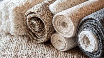 Rolled Carpets A Symphony of Texture and Comfort for Home Decor, Interior Design, and Cozy Living Spaces with Neutral Tones photo