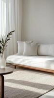 Serene Interior with Minimalist Design A Harmonious Blend of Comfort, Style, and Natural Light for a Relaxing Home Ambiance photo