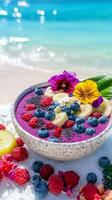 Beach Bliss Smoothie Bowl A Tropical Symphony of Berries, Banana, and Ocean Breeze for a Healthy and Refreshing Start to Your Day photo