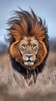 Regal Lion Roaming the African Savannah photo