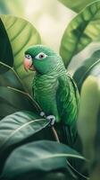 Emerald Parrot in Lush Green Foliage photo