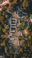 Aerial View of Ancient Ruins in a Forest photo