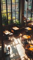 Charming Cafe Interior with Sunlight photo