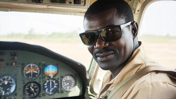 Professional Pilot in the Cockpit, Ready for an Aviation Adventure photo