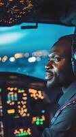 Pilot in the Airplane Cockpit, Prepared for Flight photo