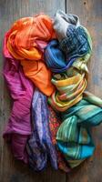 Colorful and Vibrant Fabric Scarves photo