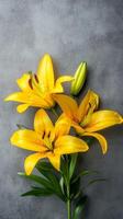Radiant Yellow Lilies in a Textured Canvas Painting photo