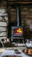 Rustic Cabin Fireplace with Cozy Ambiance photo