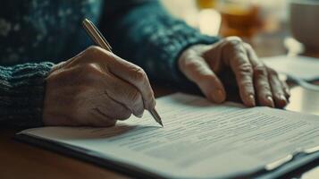 Senior Citizen Signing Essential Documents photo