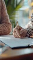 Person Filling Important Business Form photo