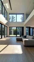 Modern House Interior with Large Windows and Natural Light photo