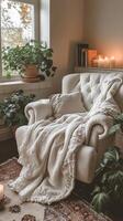 Serene Interior Design Cozy Corner with Soft Lighting photo