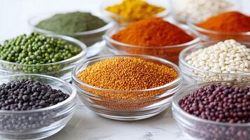 Colorful Variety of Spices and Grains photo