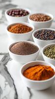 Assorted Culinary Delights A Colorful Array of Spices and Grains photo