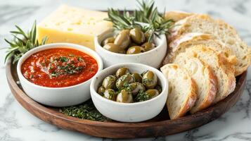 Gourmet Cheese, Olives, and Bread Platter photo