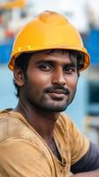 Dedicated Construction Worker Portrait - Focused on the Task at Hand photo