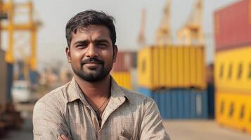 Port Worker Portrait - Dedicated Individual in Maritime Industry photo