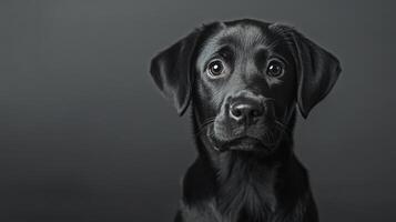 Close-up Portrait of a Black Labrador Puppy photo