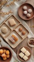 A Delightful Array of Sweet Treats on Rustic Wooden Plates photo