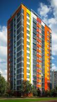 Vibrant Multicolored High-Rise Apartment Building photo