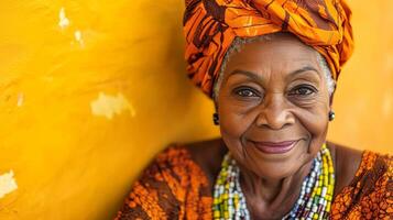 Portrait of a Beautiful Senior Woman in Traditional Attire photo