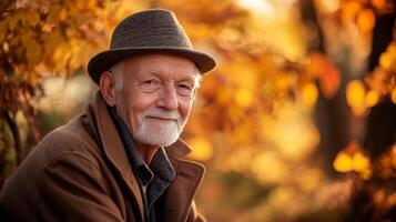 Autumn Portrait of a Senior Man in a Peaceful Setting photo