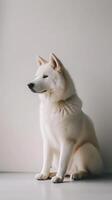 Stunning White Husky Dog Portrait photo