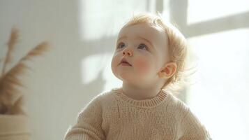 Baby's Delicate Gaze in a Cozy Knitted Sweater photo