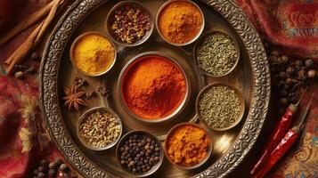 Aromatic Indian Spice Collection in Vintage Tray photo